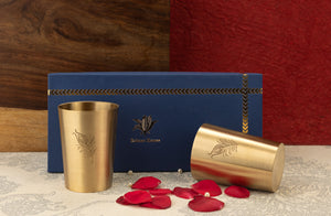 Peacock Elegance Brass Glass Set of 2 - Gift Pack