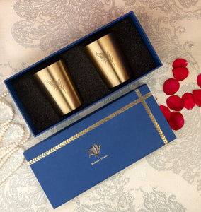 Peacock Elegance Brass Glass Set of 2 - Gift Pack
