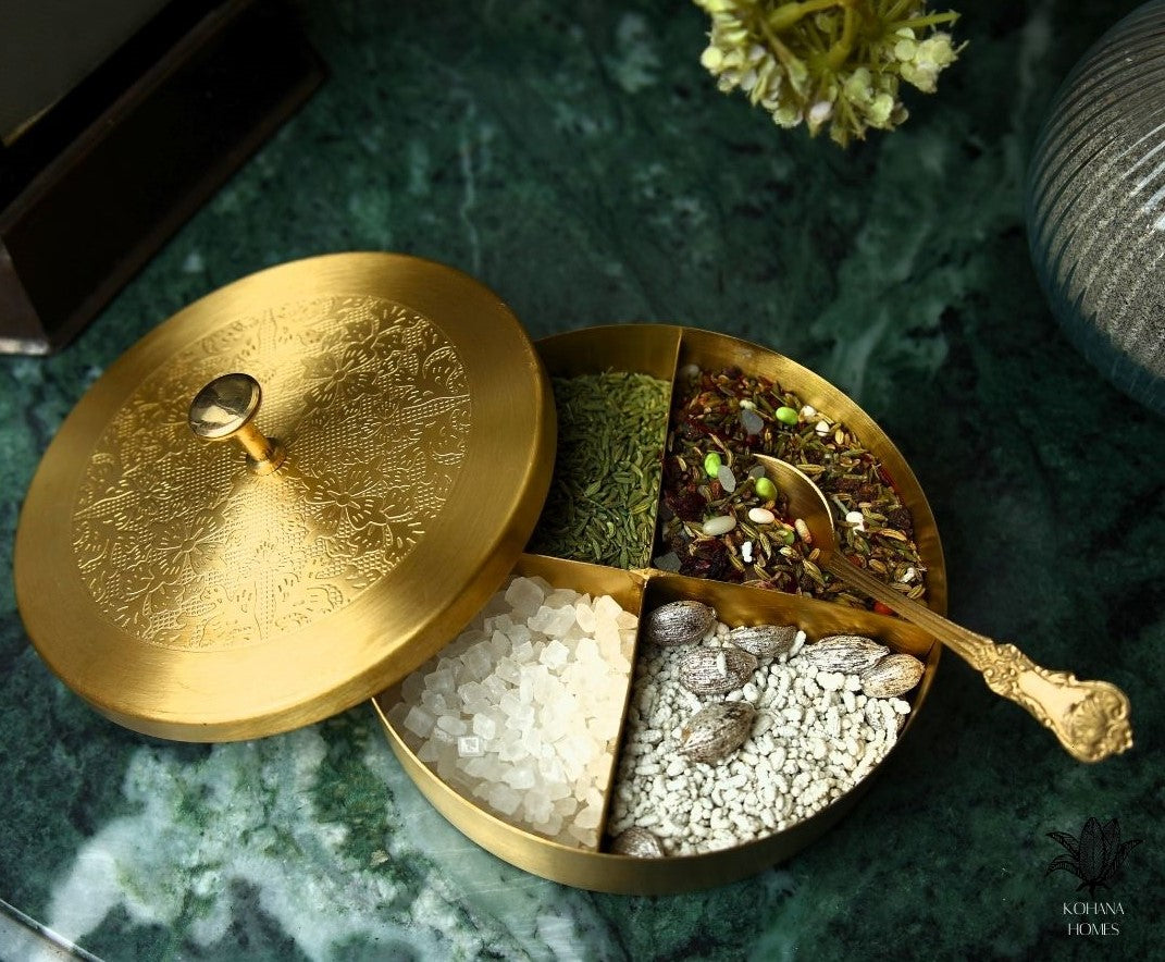 Brass Segmented Mukhwas box