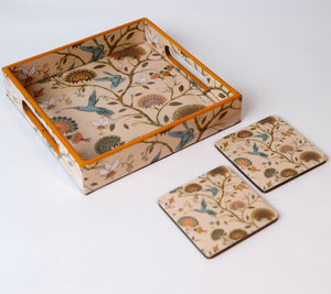 Orange Bloom Serving Tray and Coaster set