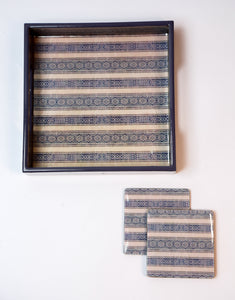 Abi Block print Tray and Coaster set