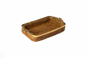 Gulabo Rattan Brass Tray