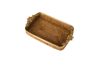 Gulabo Rattan Brass Tray