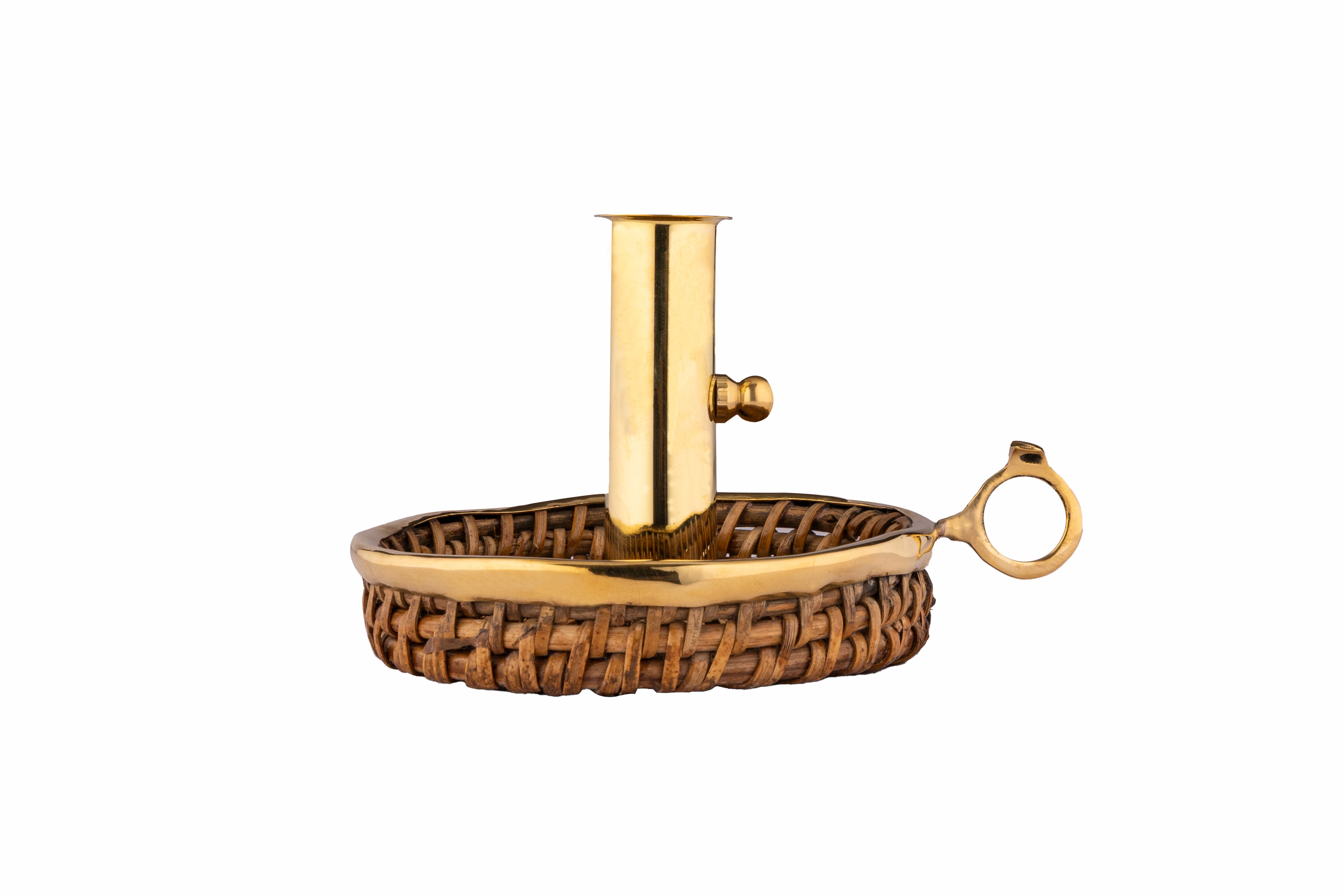 Rattan Brass Rangoon Candle Stand