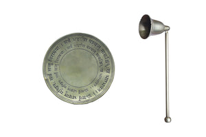 Shloka Brass Pillar Candle, Holder & Snuffer Set