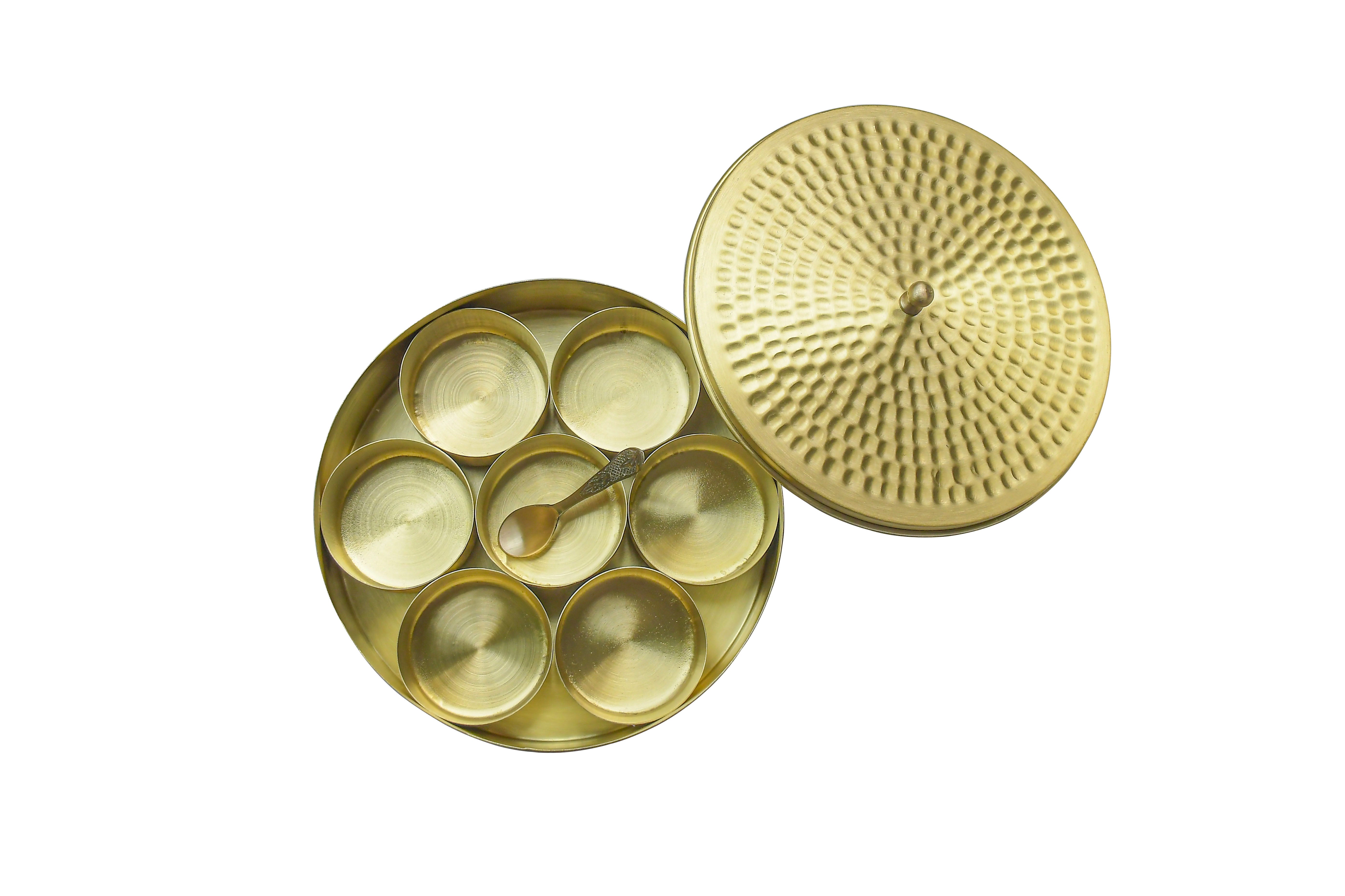 Hammered Brass Spice Box/Masala Dani
