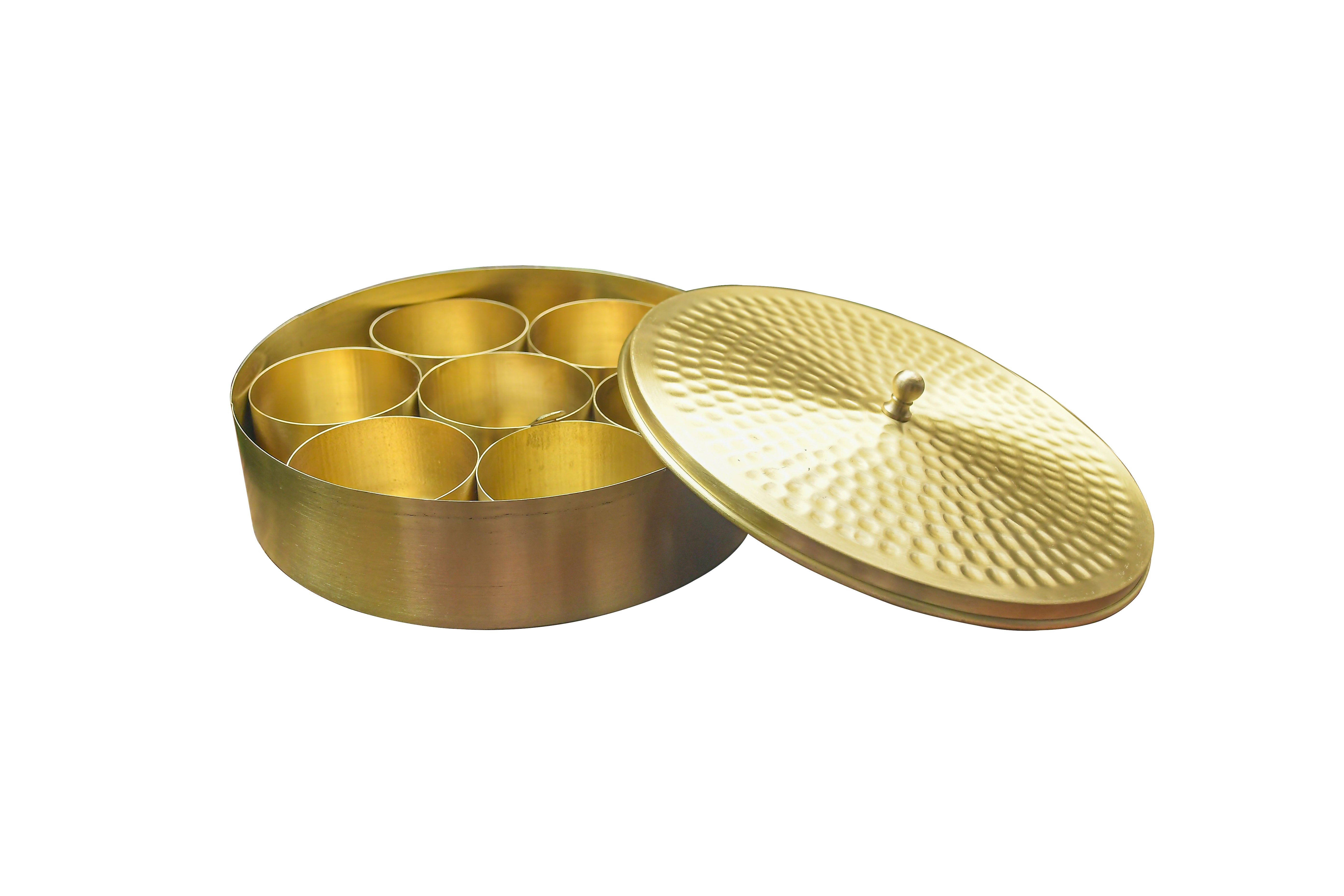 Hammered Brass Spice Box/Masala Dani