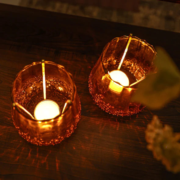 Amber Aura Glass Votive holder
