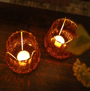 Amber Aura Glass Votive holder