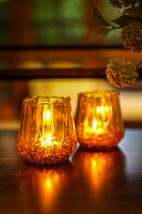 Amber Aura Glass Votive holder