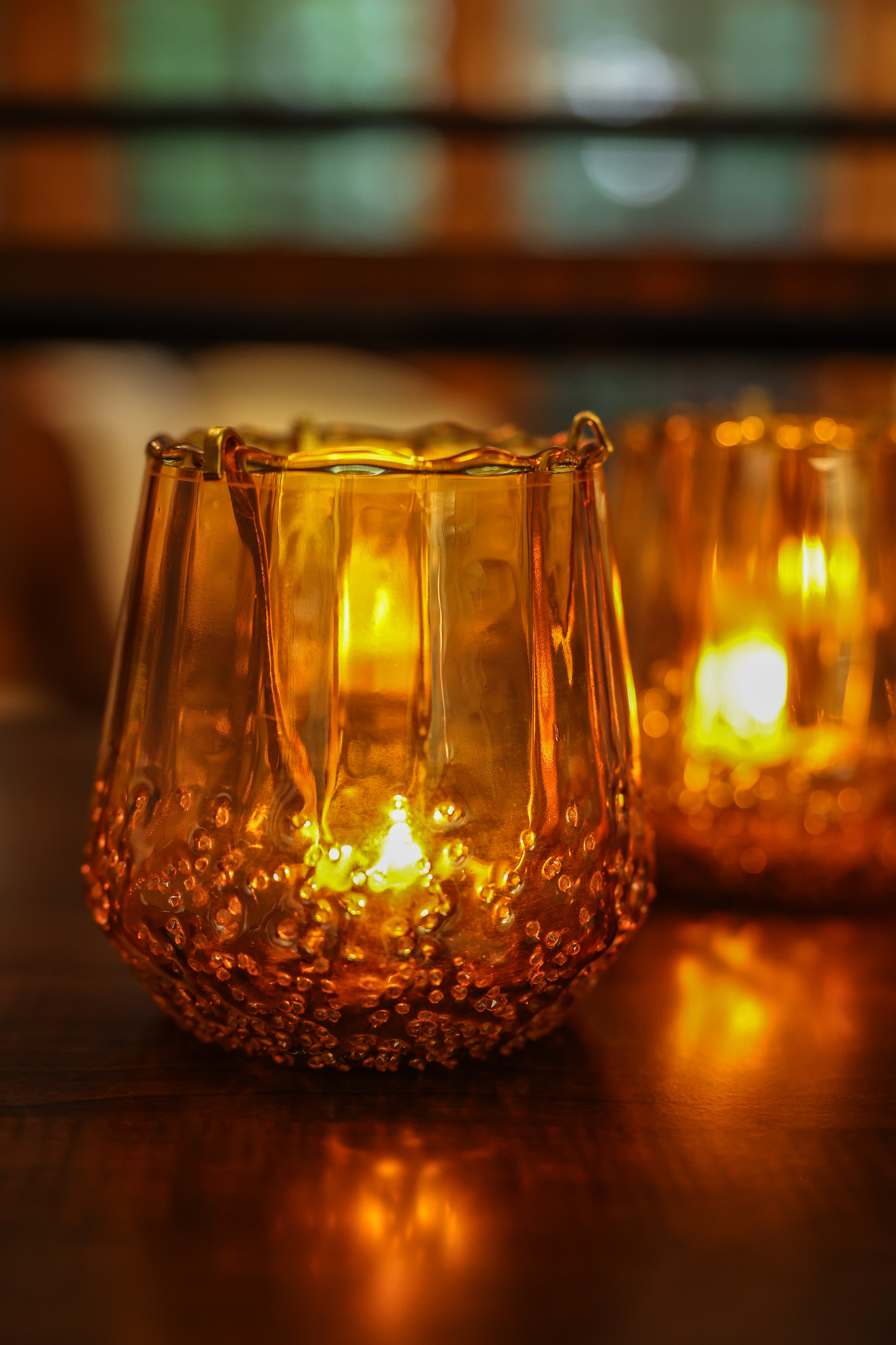 Amber Aura Glass Votive holder