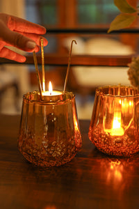 Amber Aura Glass Votive holder