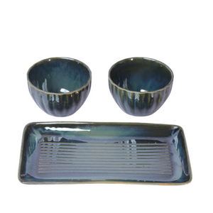 Moss Green Snack Bowl (Set of Two) and Platter