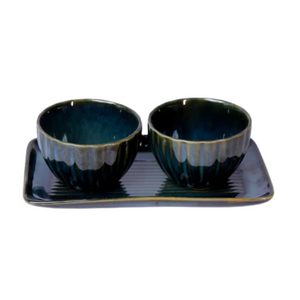 Moss Green Snack Bowl (Set of Two) and Platter