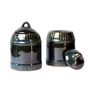 Moss Green Ceramic Jars (Set of 2)