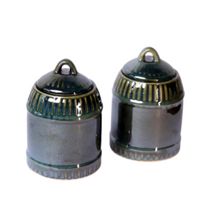 Moss Green Ceramic Jars (Set of 2)