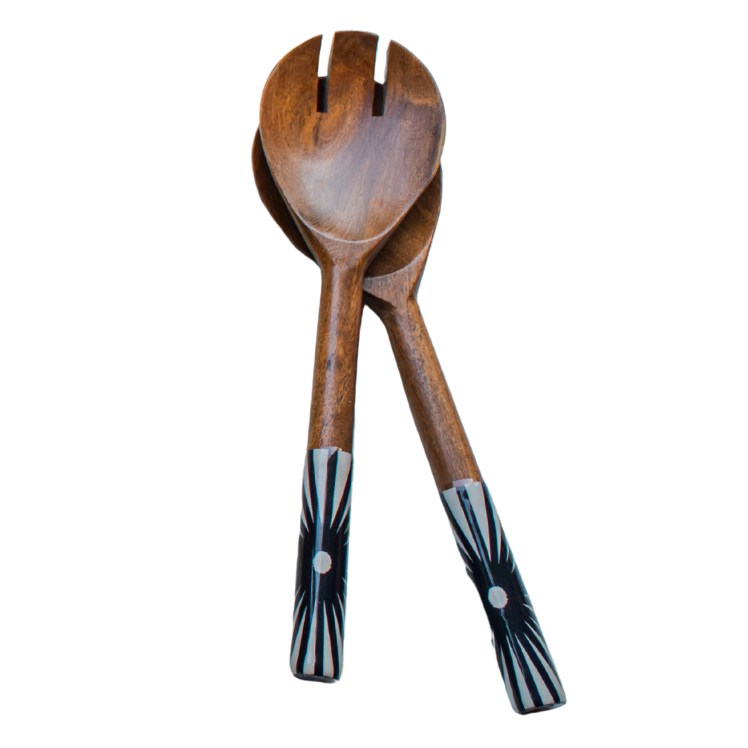 Tribal Art Striped Salad Servers (Set of Two)