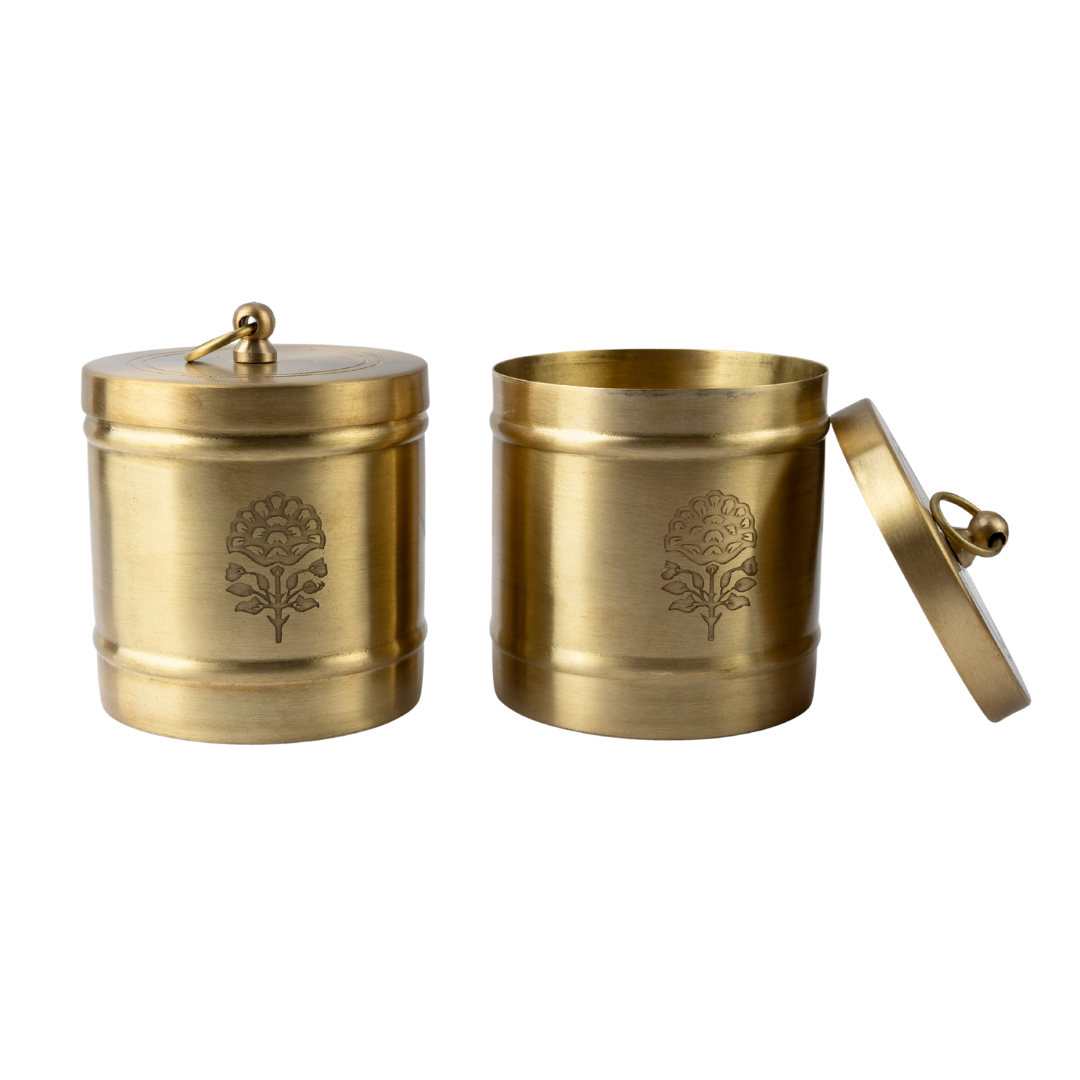 Golden Heritage Brass Canister (Set of two)