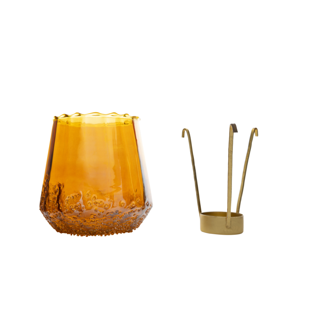 Amber Aura Glass Votive holder