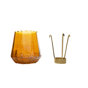 Amber Aura Glass Votive holder