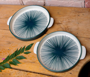 Moss Green Hand Painted Pizza Platters (Set of 2)