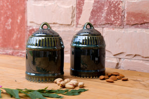 Moss Green Ceramic Jars (Set of 2)