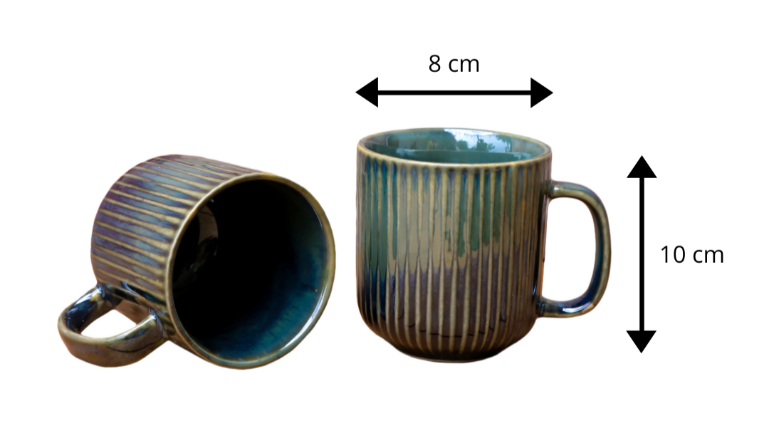 Moss Green Pottery Glazed Coffee Mugs (Set of 2)