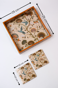 Orange Bloom Serving Tray and Coaster set