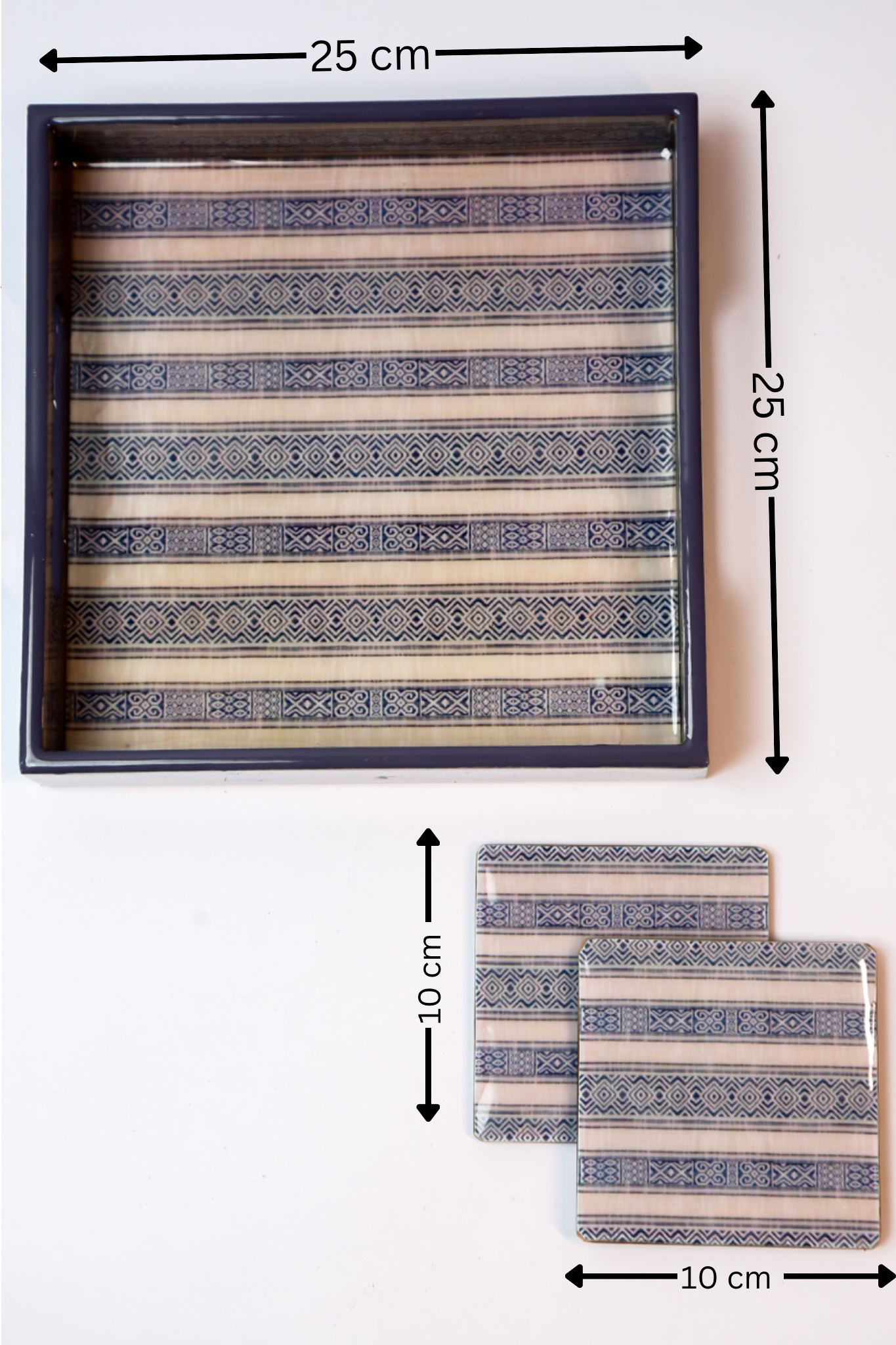 Abi Block print Tray and Coaster set