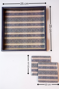 Abi Block print Tray and Coaster set