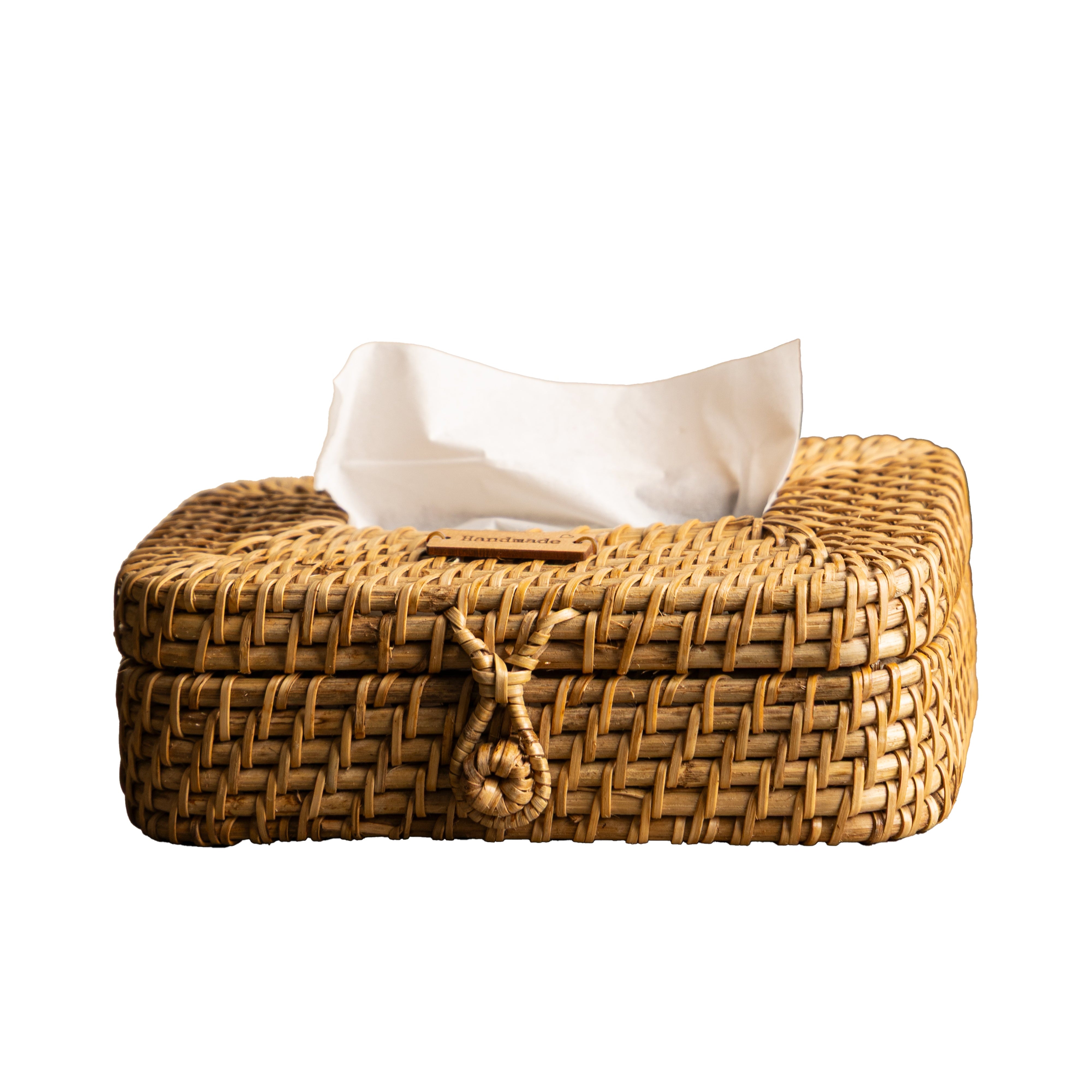 Ratta tissue box cover with tissues on a white background