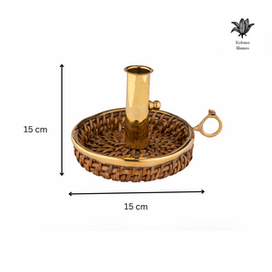 Rattan Brass Rangoon Candle Stand