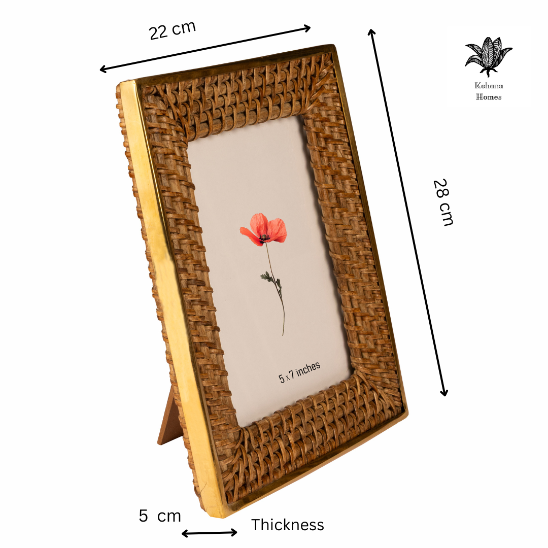 Ema Rattan Brass Photo Frame
