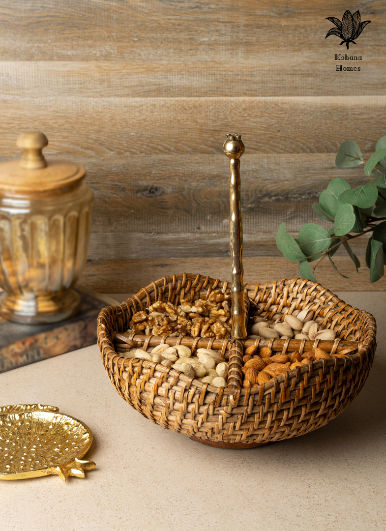 Rattan  Brass Rangoon Basket