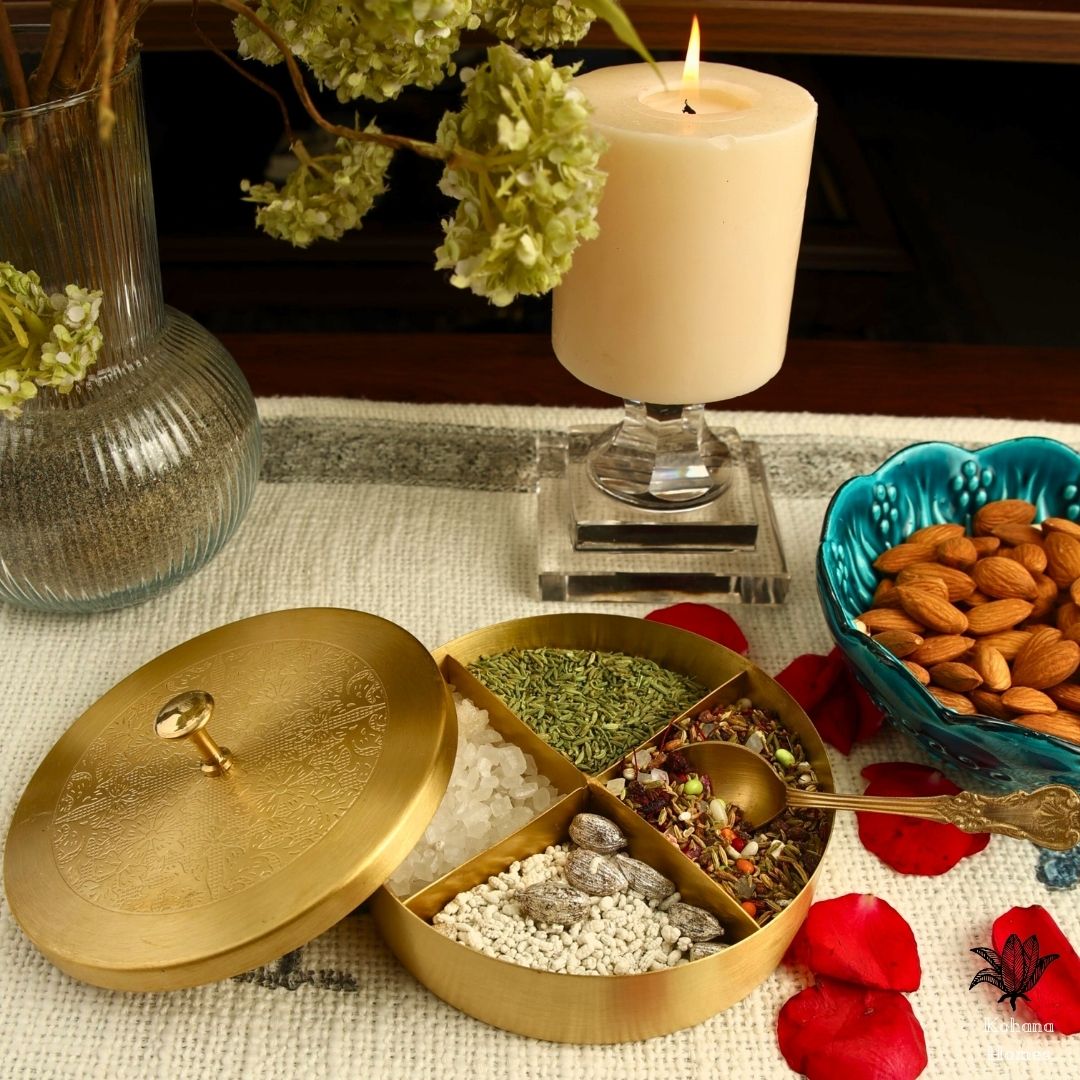 Brass Segmented Mukhwas box