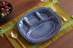 Indigo Ceramic Bhojan Thali (Set of 2)