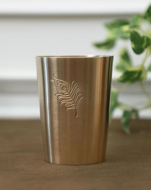 Peacock Elegance Brass Glass Set of 2 - Gift Pack