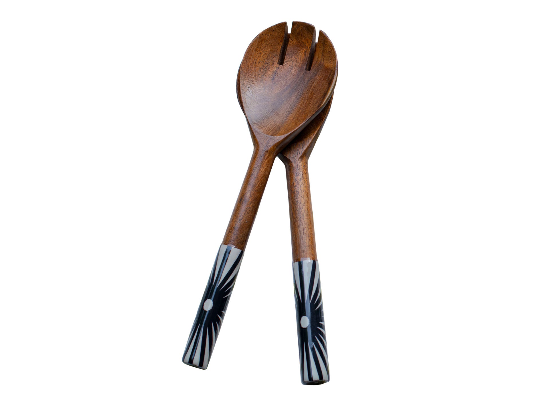 Tribal Art Striped Salad Servers (Set of Two)