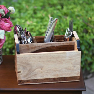 Wooden Cutlery Caddy with partitiions