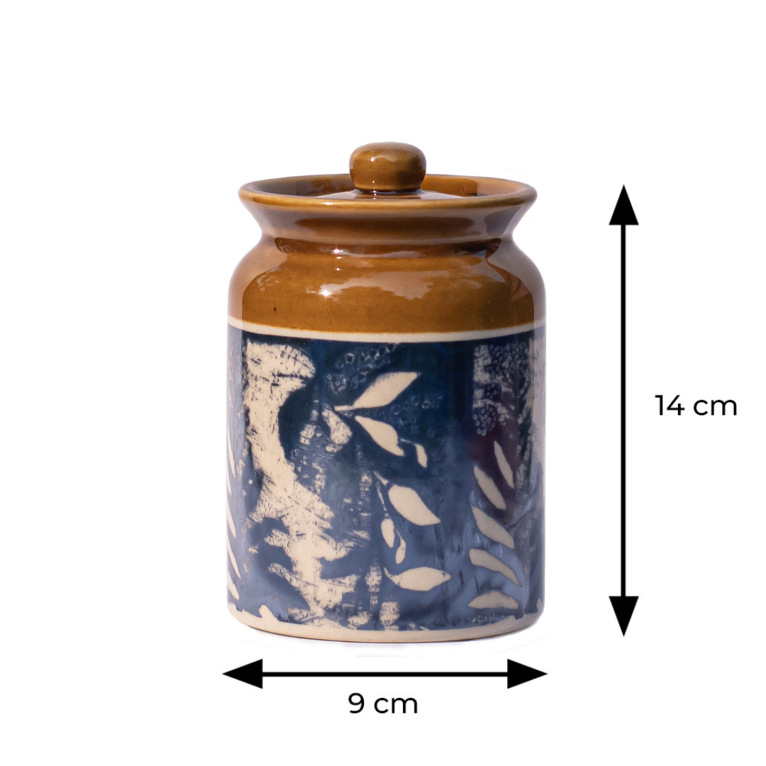 Earthenware pickle jar with lid