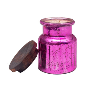 Distressed Rani Pink Mercury Glass Jar Candle
