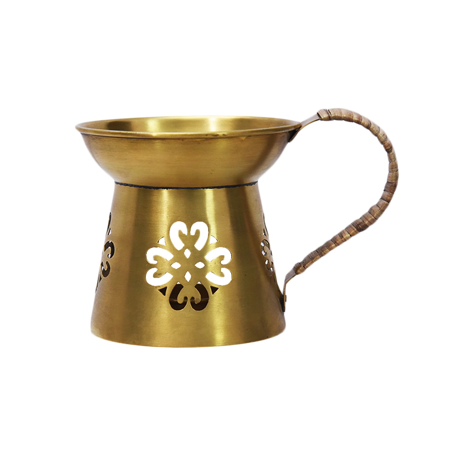 Holy Earth Ethnic Brass Aroma Oil Burner with Handle