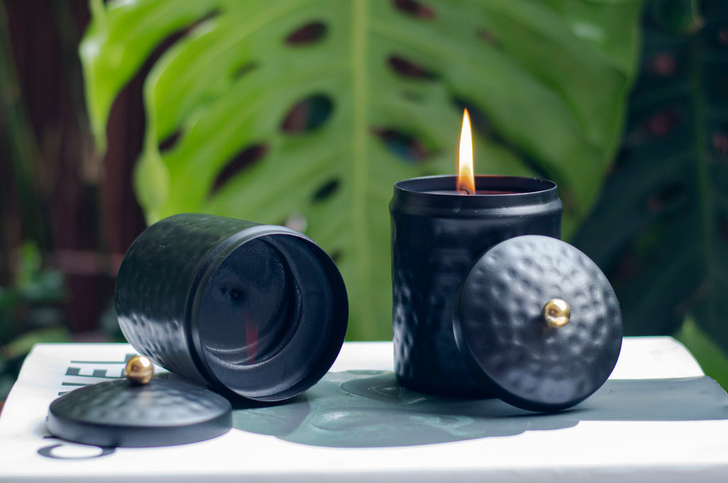 Matte Black Metal Jar Candle with lid
