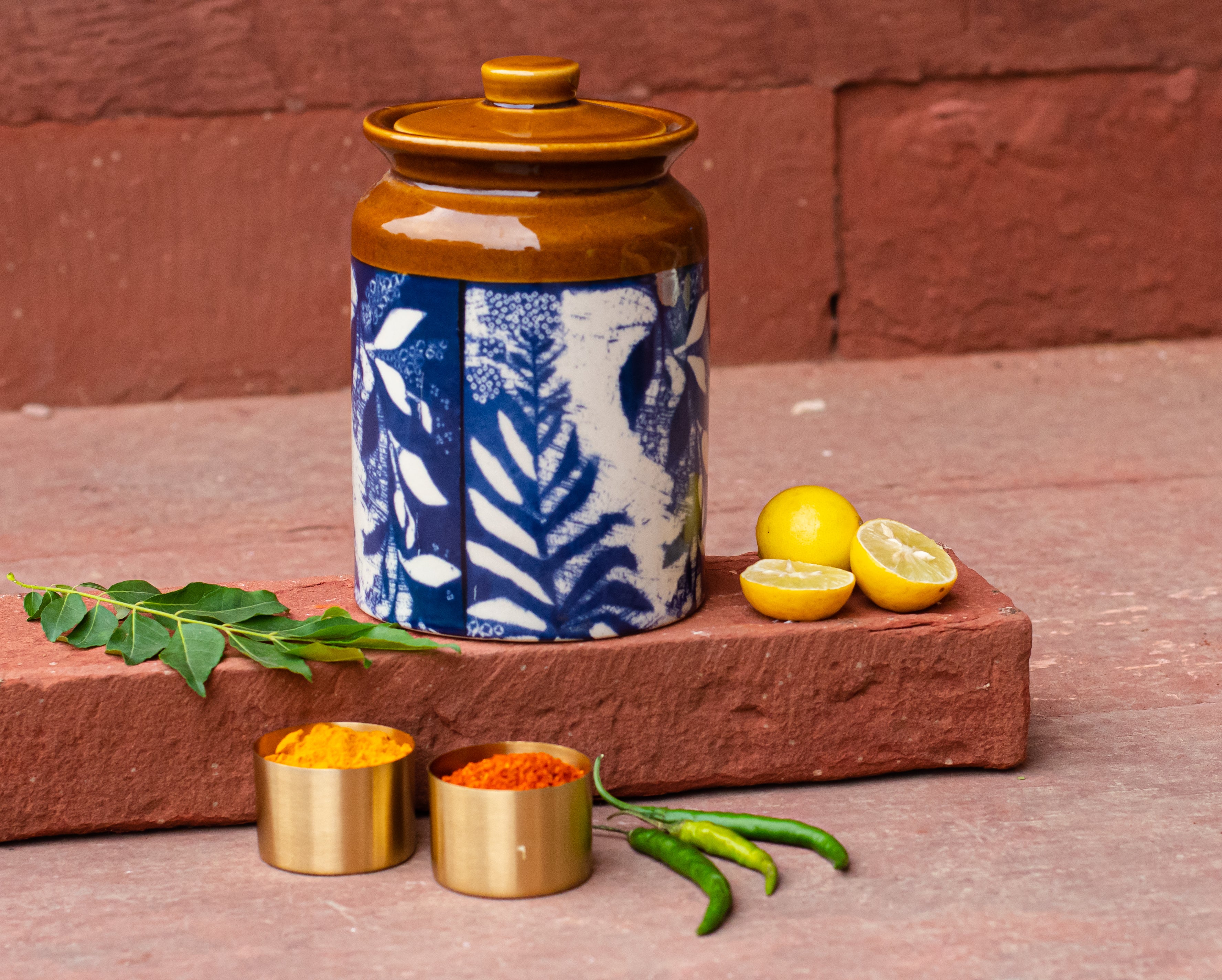 Blue Printed Ceramic Cookie Jar