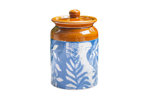 Indigo cookie storage jar with lid