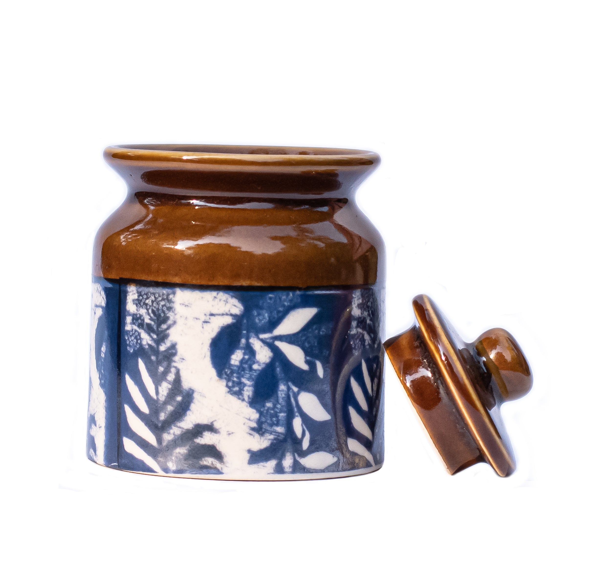 Indigo Ceramic Jar with lid