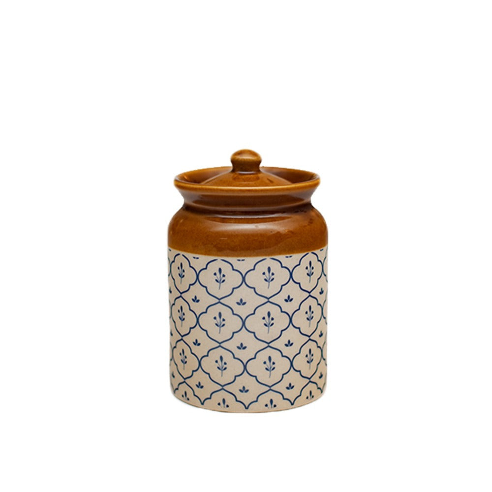 Handmade Indian pickle jar with lid